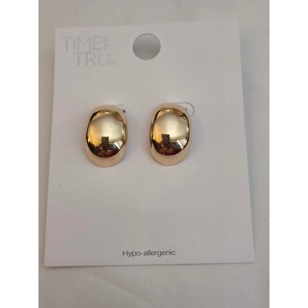 Time and Tru Gold Tone Dome Stud Earrings Hypoallergenic Maximalist Chunky